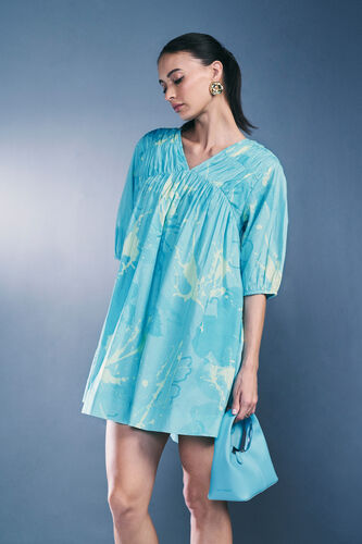 Turquoise Diaries Cotton Dress, Turquoise, image 1